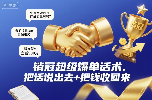 销冠超级爆单话术,把话说出去+把钱收回来-百盟网