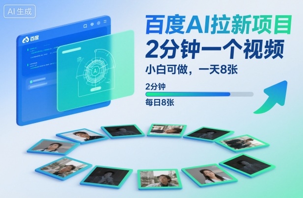 百度AI拉新项目，2分钟一个视频，小白可做，一天8张【附案例+保姆级教程】-百盟网