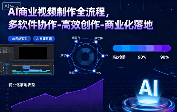 AI商业视频制作全流程，多软件协作-高效创作-商业化落地-百盟网