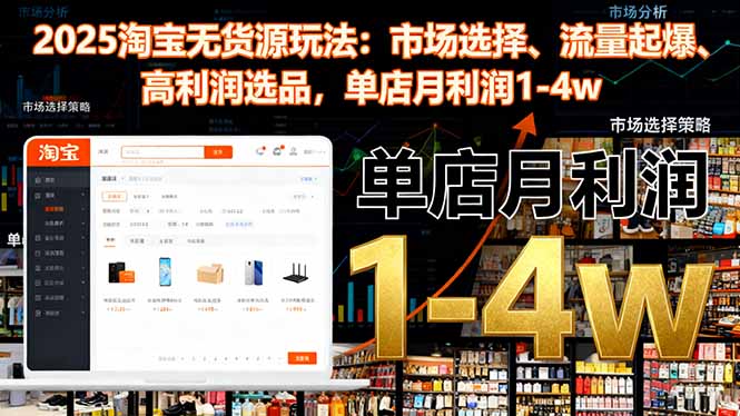 2025淘宝无货源玩法:市场选择、流量起爆、高利润选品,单店月利润1-4w-百盟网